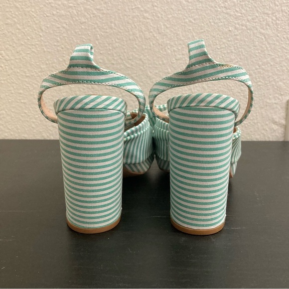 Qupid Peep Toe Bow Heels - Teal/White - Size 8.5 - Picture 4 of 8
